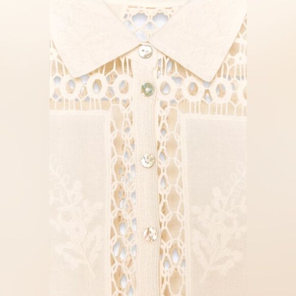 ZARA ZW COLLECTION COMBINATION CROCHET BLOUSE - Picture 7 of 8